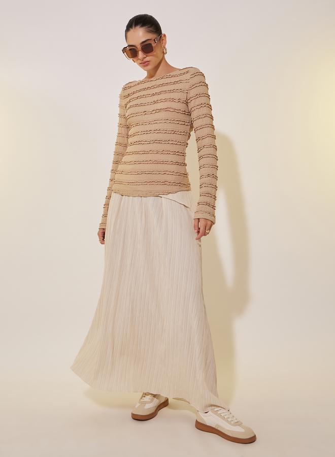 Take Two Textured Round Neck Long Sleeve Top - Image 2