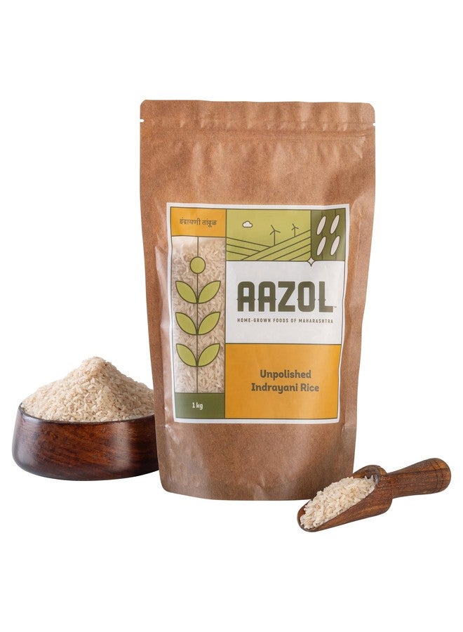 Aazol Indrayani Rice - 1kg (Unpolished) | Rich, Unique Sticky Texture | Easy to Cook | Hand Pounded Rice | Naturally Aromatic Native Variety - Image 1