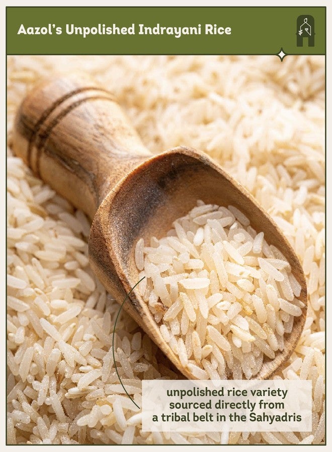 Aazol Indrayani Rice - 1kg (Unpolished) | Rich, Unique Sticky Texture | Easy to Cook | Hand Pounded Rice | Naturally Aromatic Native Variety - Image 3