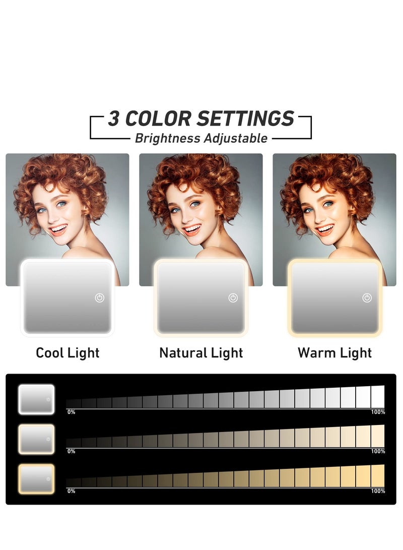 Loquat Makeup Bag with Mirror of LED Lighted and Detachable 10x Magnifying Mirror, Cosmetic Bag Organizer with Adjustable Dividers (Blue) - Image 3