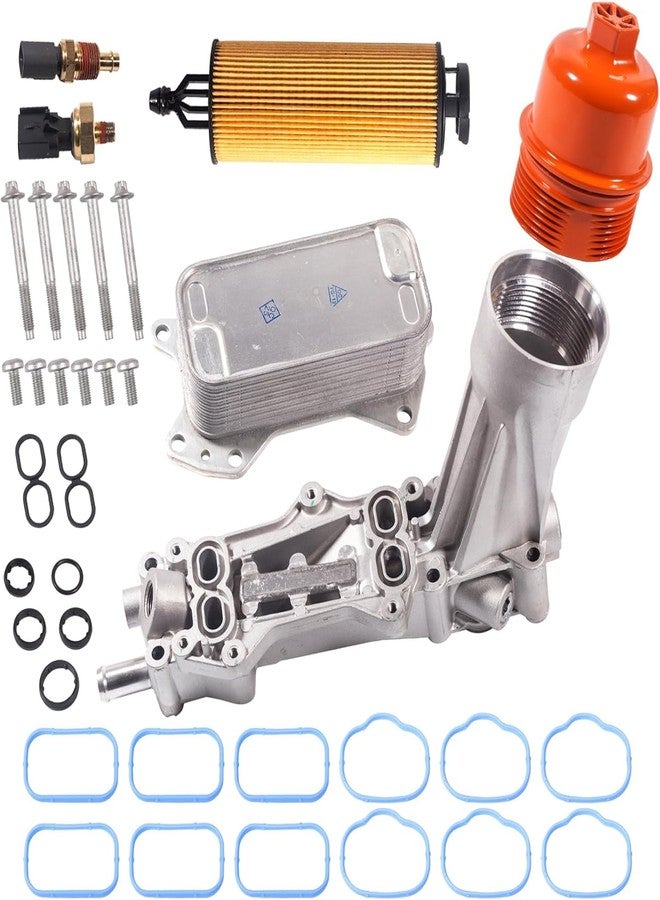BEONEO Upgraded Aluminum Engine Oil Filter Housing Kit with Oil Cooler Sensors and Filter（Aluminum Cap） - Image 1