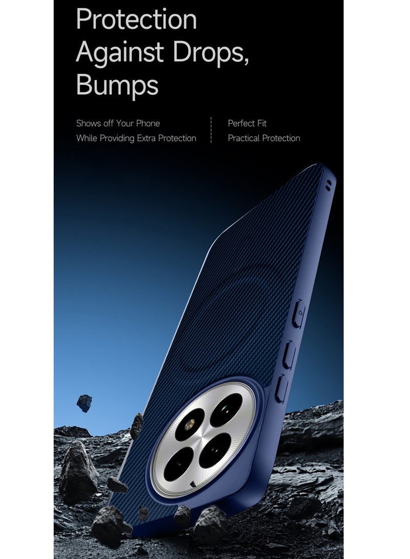 Wtech OnePlus 13R 5G 2025 Soft Silicone Carbon Fiber Magsafe Protective Back Case Cover (MCFPSN) - Navy Blue - Image 3