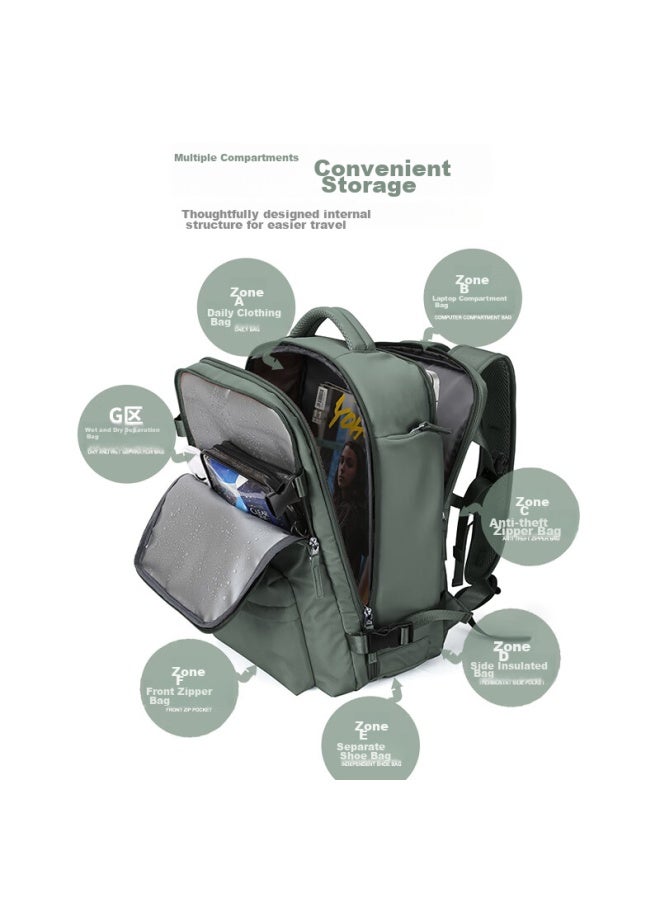 Landcase Backpack, Travel Bag For Women, Large Capacity, Shoulder Bag For Men, Short-trip Travel Bag, Multifunctional Laptop Bag, 5162 Dark Green, Small Size - Image 2