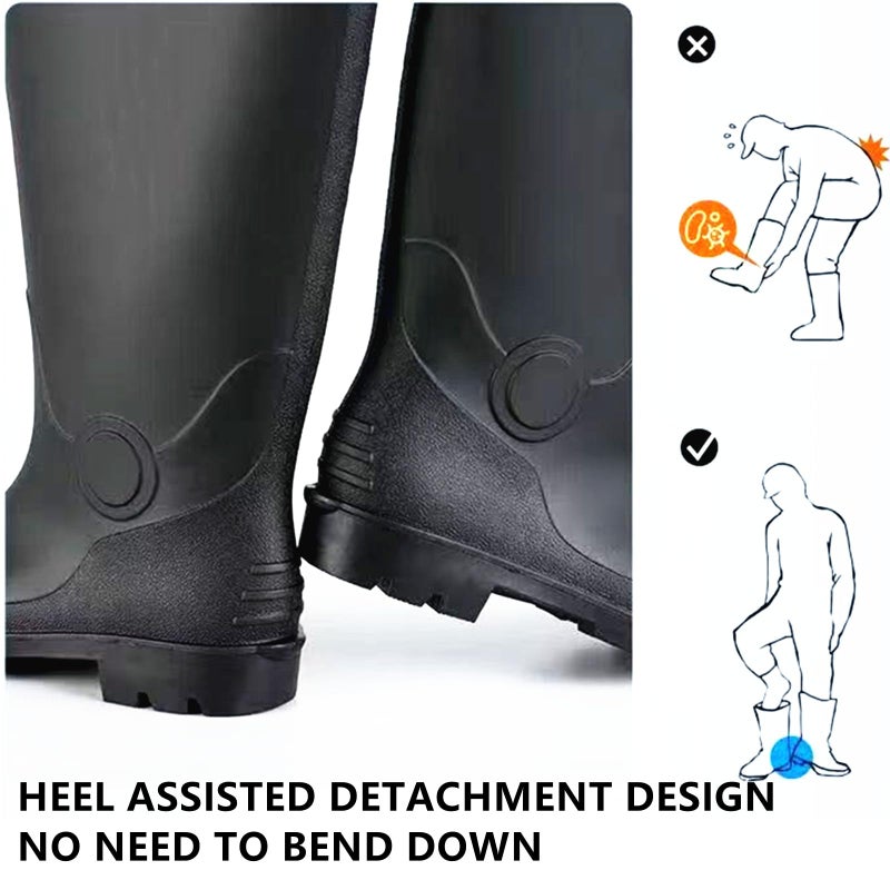 E KAINI Rain Boots Knee High for Men Waterproof Boot with PVC Rubber Mud Boots Mens, Comfort Lightweight Gardening Fishing Shoes for Yard Farm Outdoor Work - Image 5