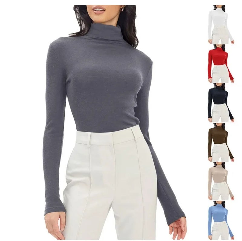 Autumn 2024 Foreign Trade Women''s Stacking Collar High Collar Base Shirt Modal Long Sleeve Slim Fit All-match Top - Image 2