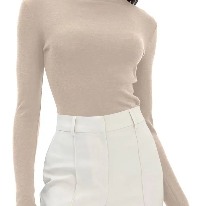 Autumn 2024 Foreign Trade Women''s Stacking Collar High Collar Base Shirt Modal Long Sleeve Slim Fit All-match Top - Image 3