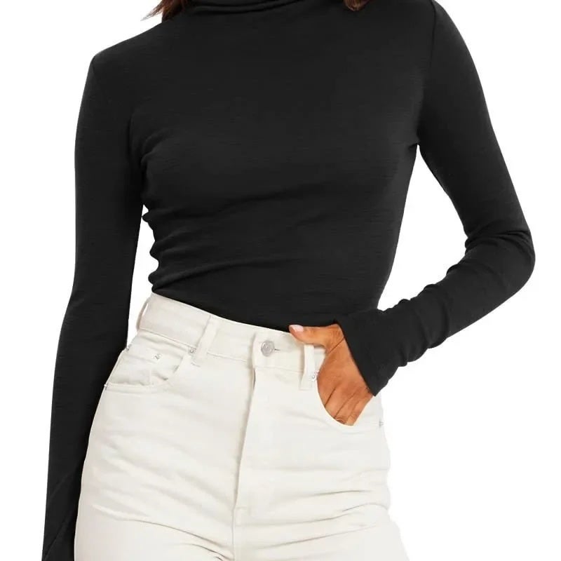Autumn 2024 Foreign Trade Women''s Stacking Collar High Collar Base Shirt Modal Long Sleeve Slim Fit All-match Top - Image 4