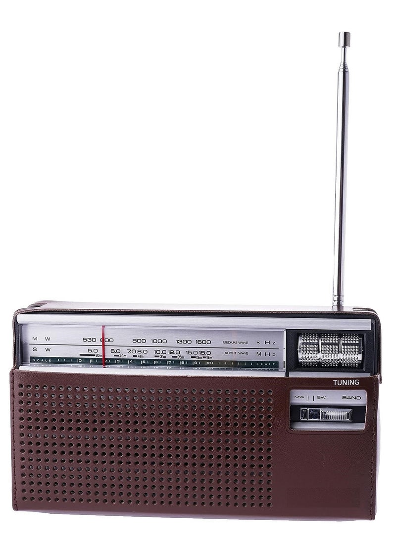 REFURA 3 Band Reception Portable Radio with Leather Safety Cover and Strap Holder, BT-USB-SD-TF-FM-AM-SW R-218D - Image 1