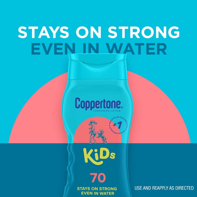 Coppertone Kids Sunscreen Lotion, SPF 70 Sunscreen for Kids, Water Resistant Sunscreen Lotion, 8 Fl Oz - Image 3