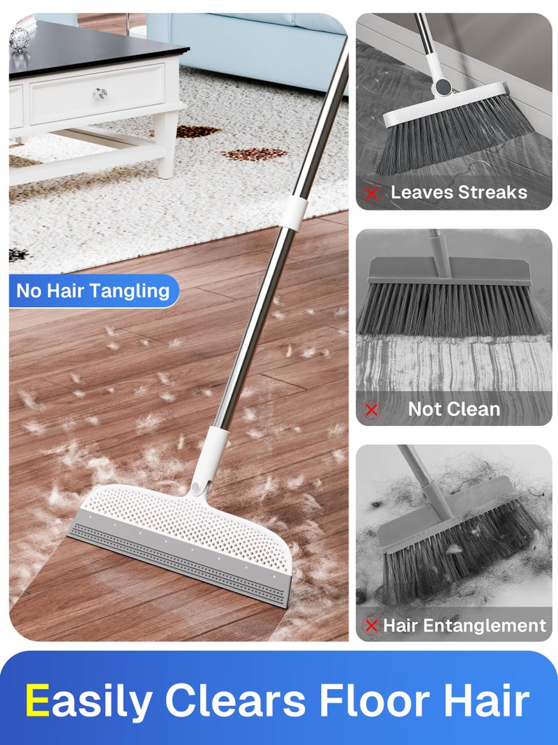 TidyTale Silicone Floor Squeegee, 180Â° Rotating Air Broom, Squeegee for Floor with a Long Handle, Magic Broom for Water and Pet Hair Removal on Bathroom Floors, Tile, Deck and Glass, Indoor Cleaning Tool - Image 3