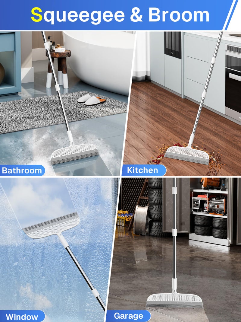 TidyTale Silicone Floor Squeegee, 180Â° Rotating Air Broom, Squeegee for Floor with a Long Handle, Magic Broom for Water and Pet Hair Removal on Bathroom Floors, Tile, Deck and Glass, Indoor Cleaning Tool - Image 4