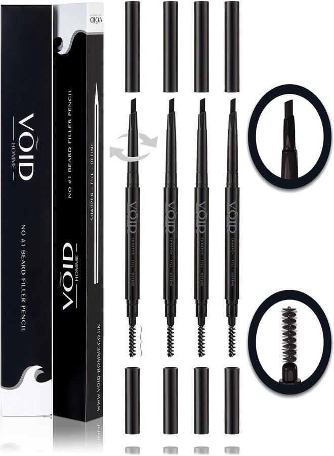 VOID Homme Beard Pencil Filler for Men (Black, Set of 4) - Instant Full Beard Pen Kit with Easy Liner and Waterproof Filling Pencil - Image 1