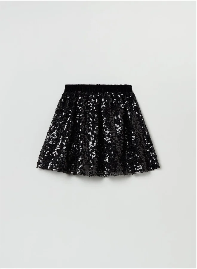 او في اس Ovs Girls Sequin Elasticated Waist Skirt