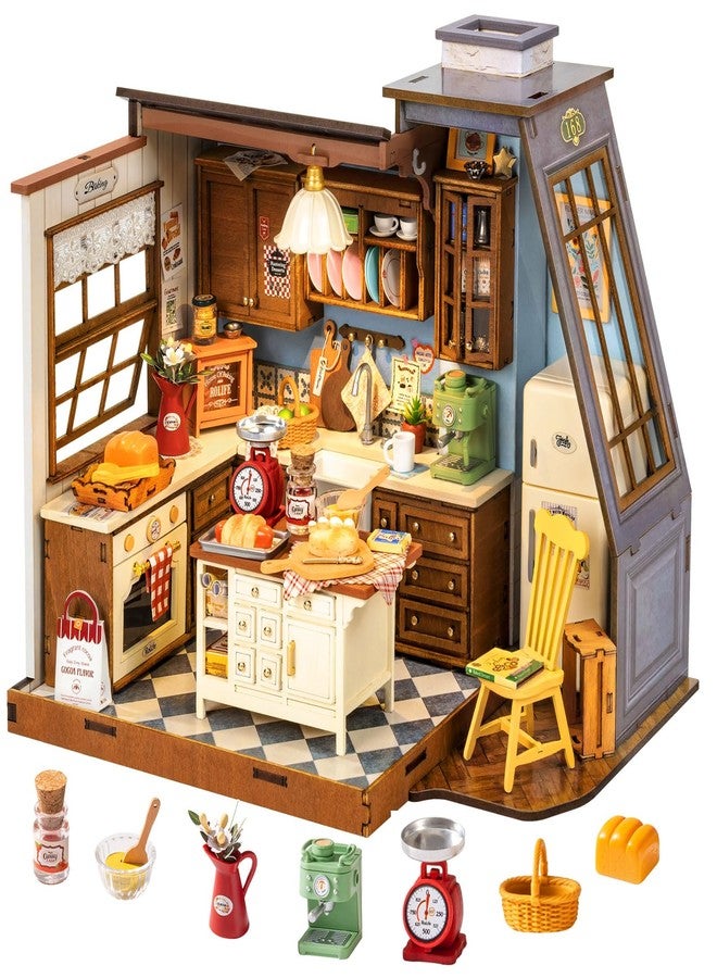 Rolife مجموعة منزل دمية روليف DIY مصغرة 1:18 مطبخ خبز بسقف مائل ونافذة، مجموعة بناء منزل صغيرة ديوراما للحرف للبالغين هدايا ديكور منزلي للنساء والرجال - Image 1