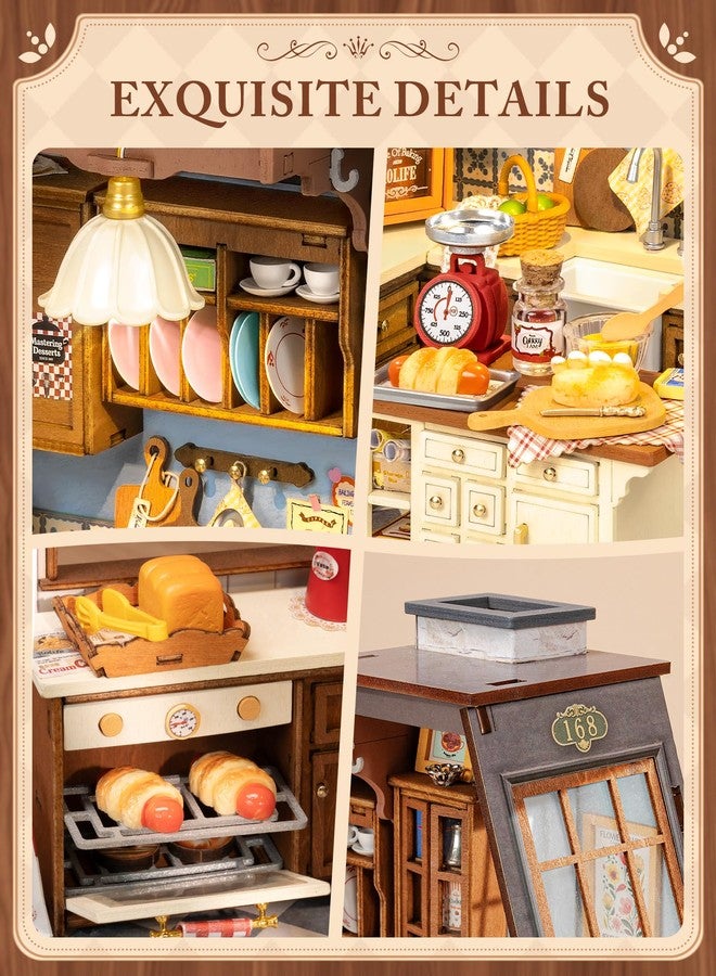 Rolife مجموعة منزل دمية روليف DIY مصغرة 1:18 مطبخ خبز بسقف مائل ونافذة، مجموعة بناء منزل صغيرة ديوراما للحرف للبالغين هدايا ديكور منزلي للنساء والرجال - Image 3