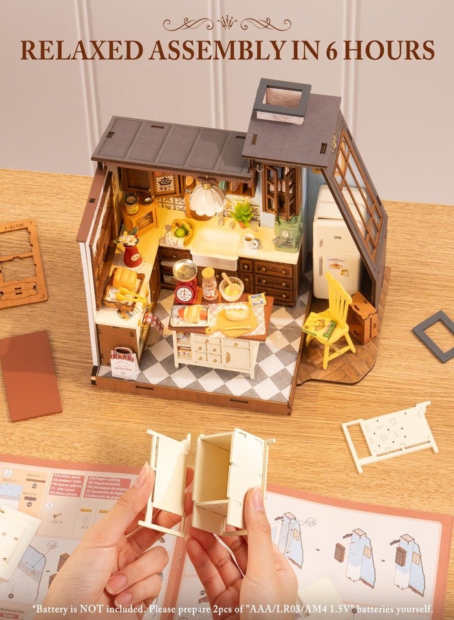 Rolife مجموعة منزل دمية روليف DIY مصغرة 1:18 مطبخ خبز بسقف مائل ونافذة، مجموعة بناء منزل صغيرة ديوراما للحرف للبالغين هدايا ديكور منزلي للنساء والرجال - Image 5