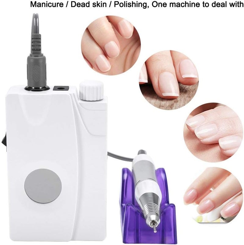 klarako Electric Nail Drill Machine Set, Professional 30000rmp Nail Manicure File Tools with LCD Display for Home and Nail Salon White（110V US Plug） - Image 4