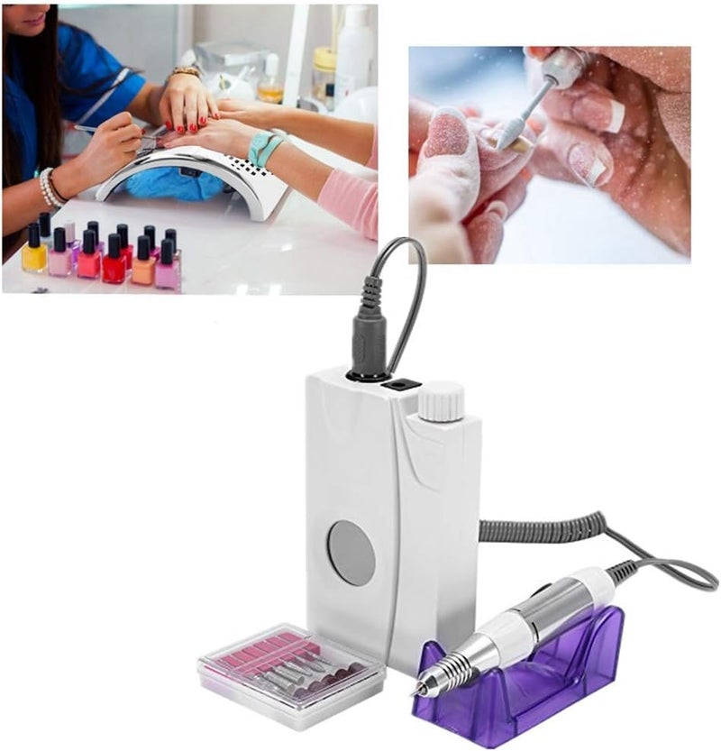 klarako Electric Nail Drill Machine Set, Professional 30000rmp Nail Manicure File Tools with LCD Display for Home and Nail Salon White（110V US Plug） - Image 1