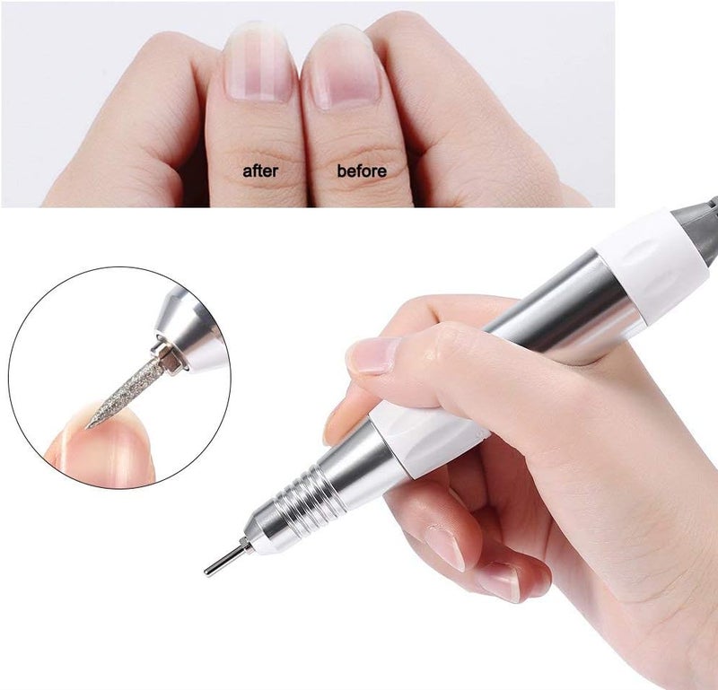 klarako Electric Nail Drill Machine Set, Professional 30000rmp Nail Manicure File Tools with LCD Display for Home and Nail Salon White（110V US Plug） - Image 5