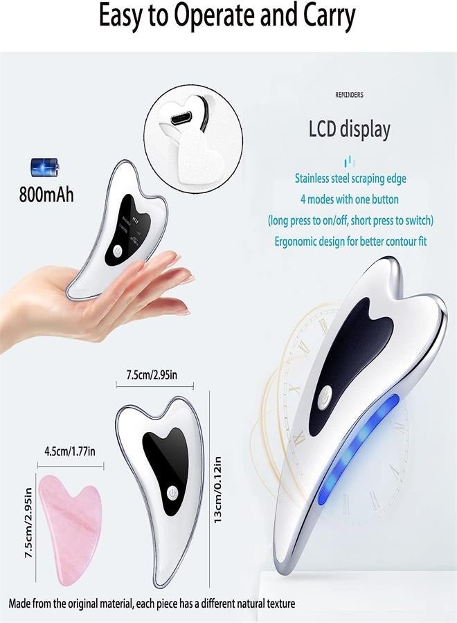 Loquat Gua Sha Facial Tools Electric Gua Sha Face Sculpting Tool Heated Vibration Blue Red Light Face Massager Anti Aging Lift Wrinkles Puffiness Double Chin - Image 2