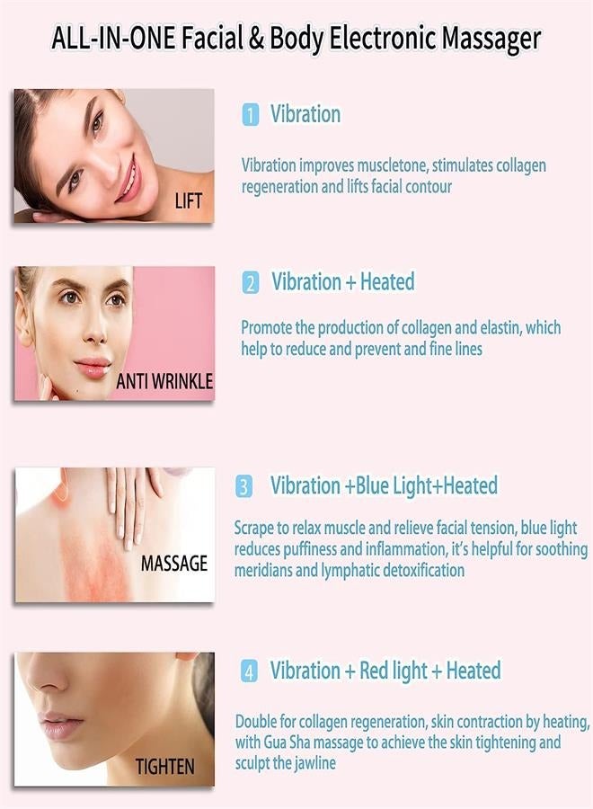 Loquat Gua Sha Facial Tools Electric Gua Sha Face Sculpting Tool Heated Vibration Blue Red Light Face Massager Anti Aging Lift Wrinkles Puffiness Double Chin - Image 3