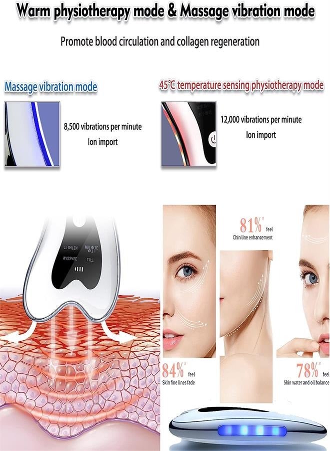 Loquat Gua Sha Facial Tools Electric Gua Sha Face Sculpting Tool Heated Vibration Blue Red Light Face Massager Anti Aging Lift Wrinkles Puffiness Double Chin - Image 4