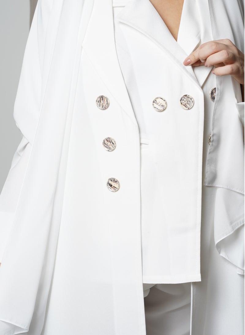 Teraz White plain formal suit abaya for business and events - Image 2