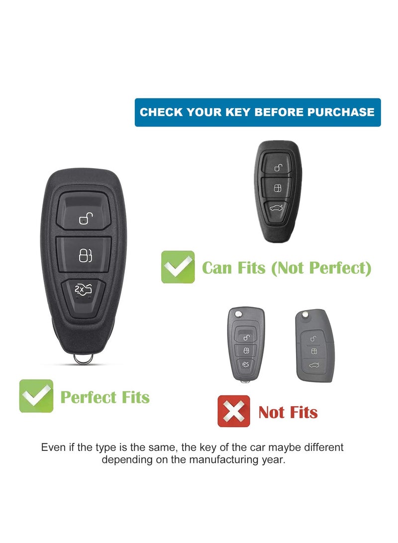 Excefore Car Key Cover For Ford 3 Button Fiesta Focus C-Max Galaxy B-Max Grand C-Max Kuga Mondeo S-Max Smart Car Remote Key Fob Case (Frd-3) - Image 2