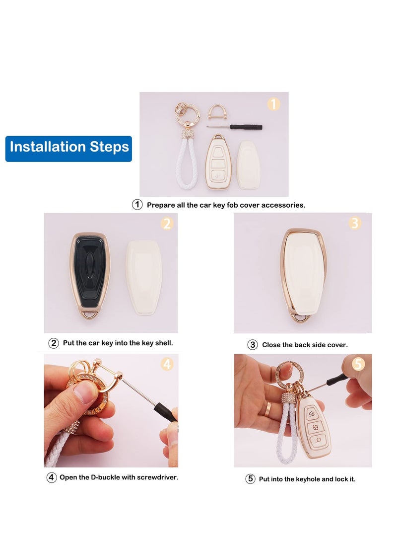 Excefore Car Key Cover For Ford 3 Button Fiesta Focus C-Max Galaxy B-Max Grand C-Max Kuga Mondeo S-Max Smart Car Remote Key Fob Case (Frd-3) - Image 4