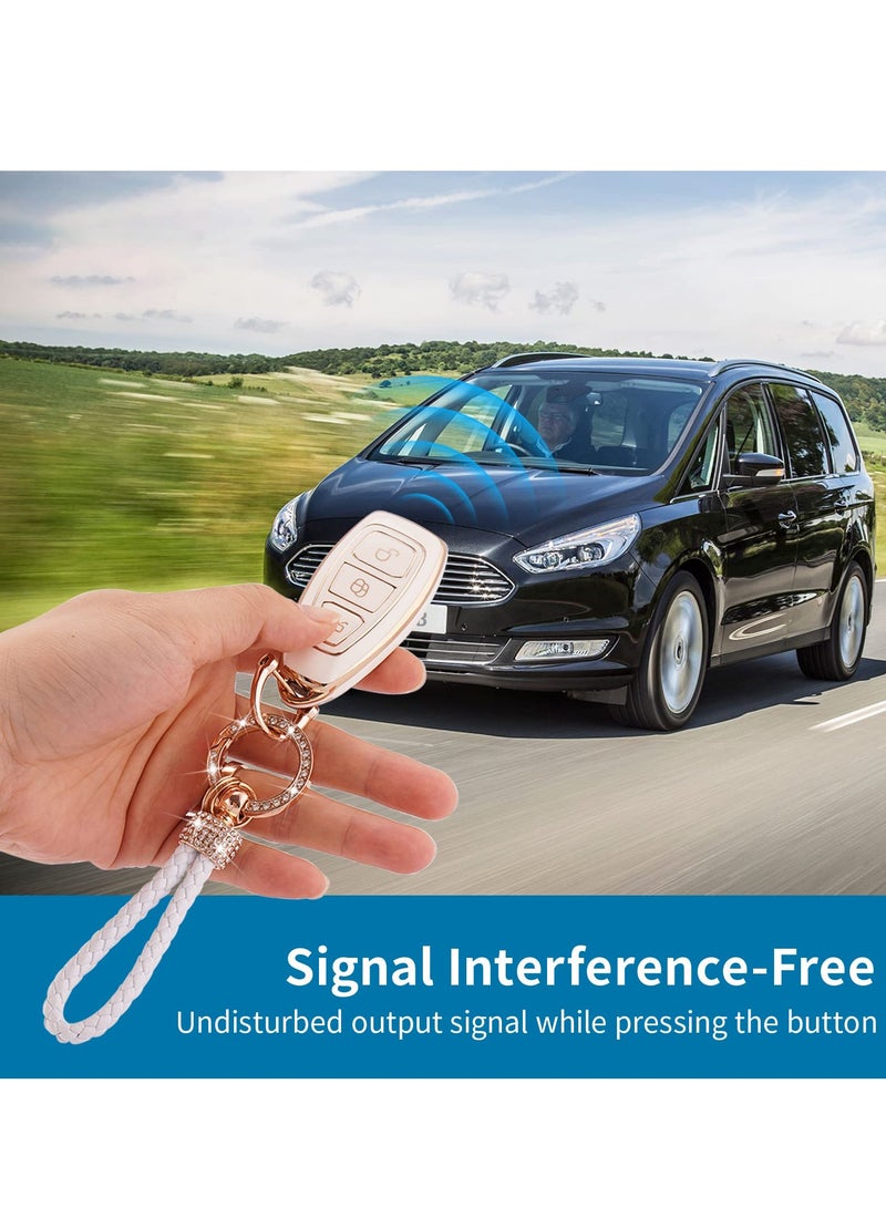 Excefore Car Key Cover For Ford 3 Button Fiesta Focus C-Max Galaxy B-Max Grand C-Max Kuga Mondeo S-Max Smart Car Remote Key Fob Case (Frd-3) - Image 3