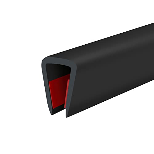 Protalwell Rubber Edge Trim, Self-Adhesive Rubber Edge Protector for Sheet Metal, EPDM Material, Fit 5/16"(8mm), Black Color, U Channel Edge Trim, Total Length 20Ft - Image 1