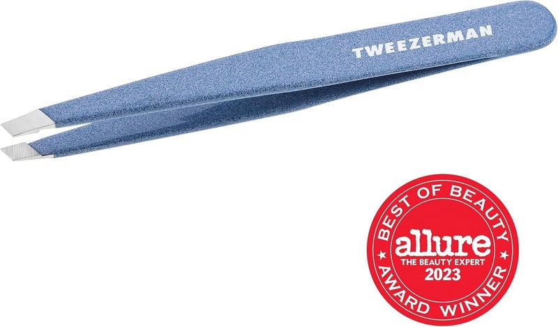 Tweezerman Stainless Steel Slant Tweezer - Eyebrow Tweezers for Women and Men (Sky Blue) - Image 1