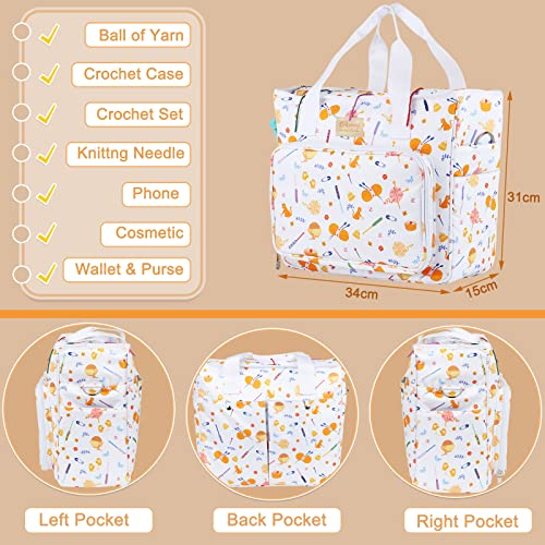 Coopay Large Tote Bag Travel Organizer Lightweight with Shoulder Strap for Crafts and Storage Supplies Crochet Knitting White - Image 4