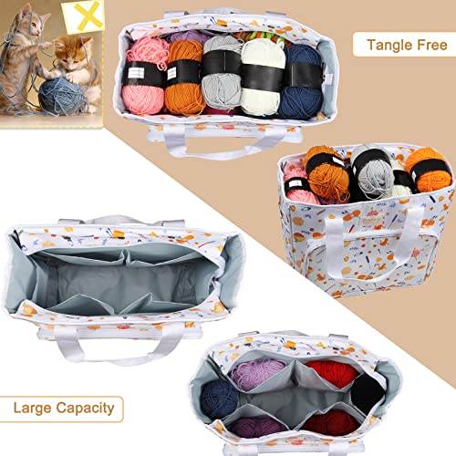 Coopay Large Tote Bag Travel Organizer Lightweight with Shoulder Strap for Crafts and Storage Supplies Crochet Knitting White - Image 5