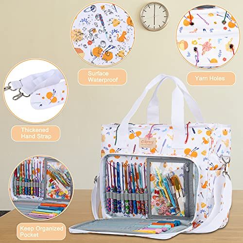 Coopay Large Tote Bag Travel Organizer Lightweight with Shoulder Strap for Crafts and Storage Supplies Crochet Knitting White - Image 3