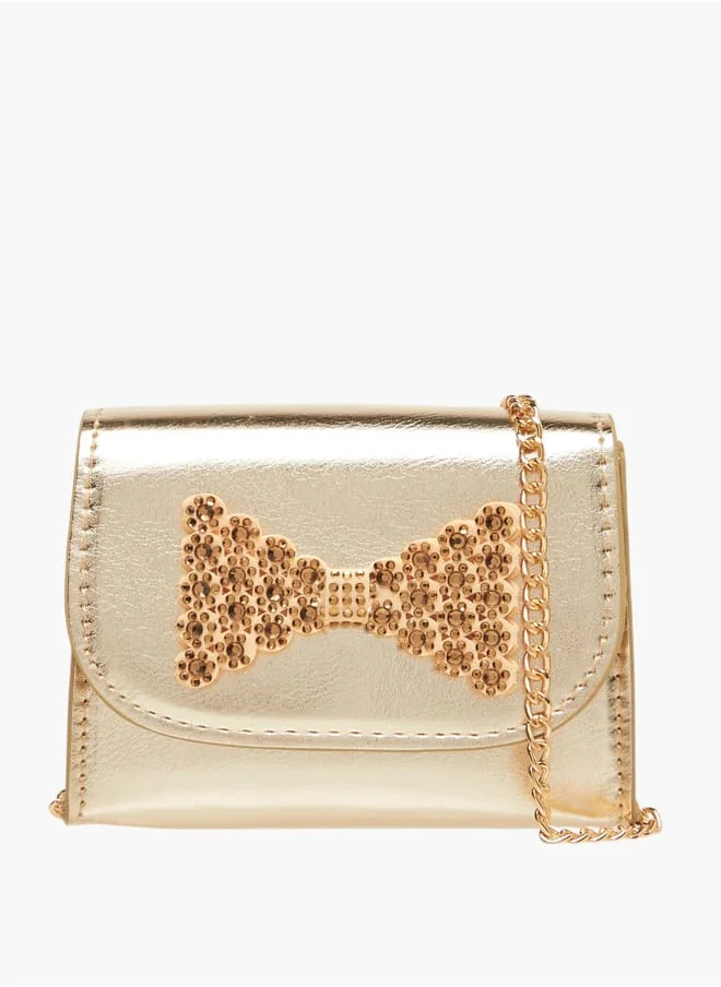 فلورا بيلا من شو إكسبرس Girls Bow Embellished Crossbody Bag With Chain Strap And Button Closure Ramadan Collection