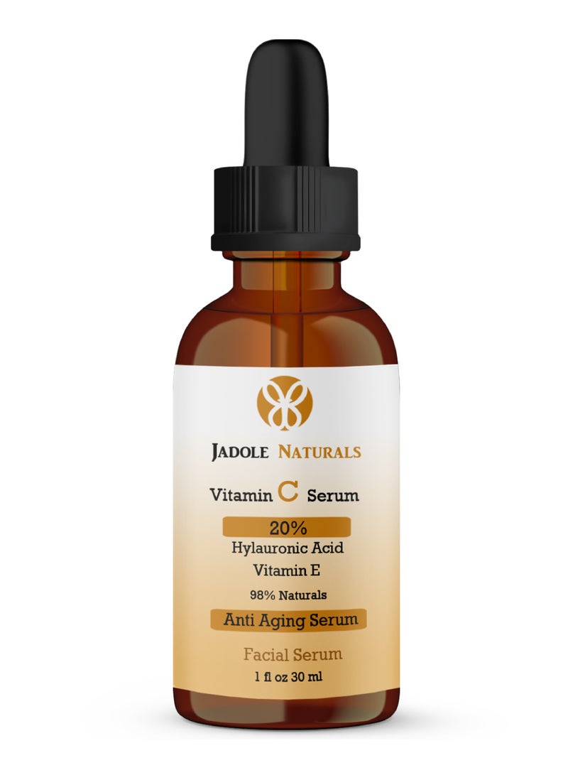 Jadole Naturals Vitamin C Serum for Face - 30ml, 20% Hyaluronic Acid & Vitamin E - Image 1