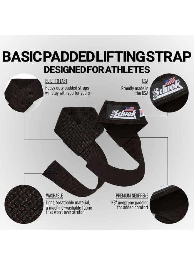 Schiek Sports Model 1000-BPS Basic 20" Padded Lifting Straps - Black - Image 3