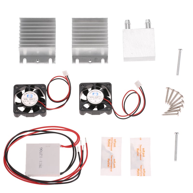 DIY Kit Thermoelectric Peltier Cooler Refrigeration Cooling System Heat Sink Conduction Module + 2 Fans + 2 TEC1-12706 - Image 1
