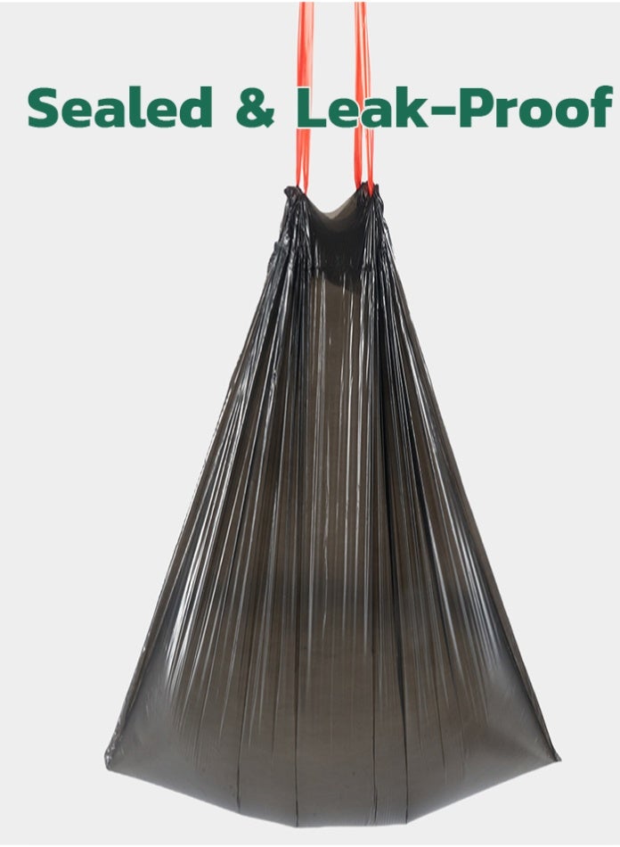 Vmax Drawstring Trash Bags - 5 Rolls (75 PCs), Thickened Leak-Proof Garbage Bags for Kitchen & Office - Black (50 x 60 cm) - Image 4
