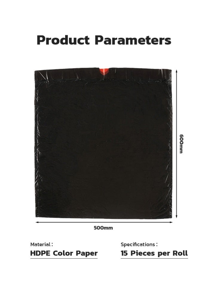 Vmax Drawstring Trash Bags - 5 Rolls (75 PCs), Thickened Leak-Proof Garbage Bags for Kitchen & Office - Black (50 x 60 cm) - Image 3