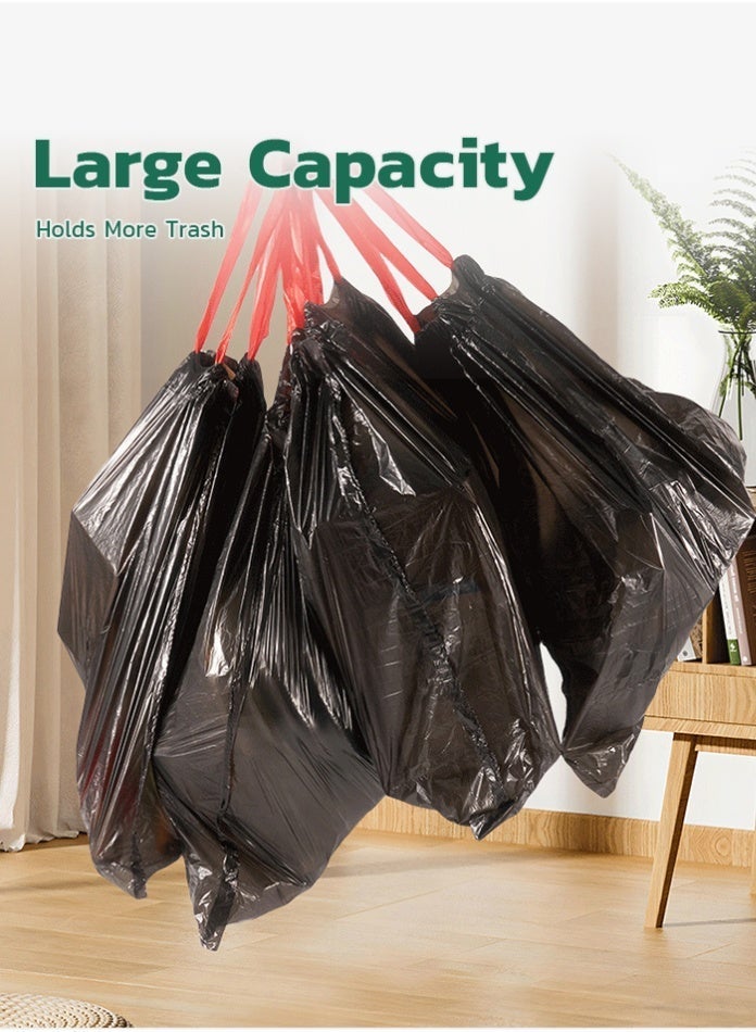 Vmax 75 PCS Thickened Black Drawstring Trash Bags 60x50cm, Leak-Proof Heavy Duty Garbage Bags, HDPE Recycled Kitchen Bin Liners, 5 Rolls x 15 Bags for Home, Office & Bathroom - Image 2