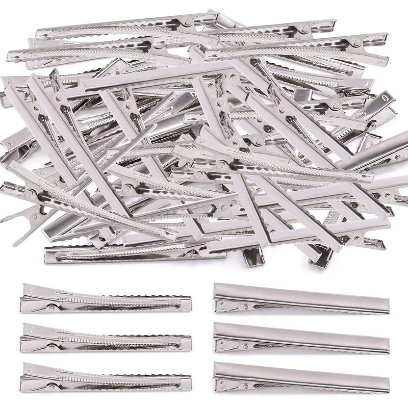 200Pcs 295 inch  75 cm Alligator Hair Clips Bulk Silver Single Prong Hair Clips For Bows Making Hair Pins For Sectioning Hair Styling And Sectioning Hairdressing DIY Crafts