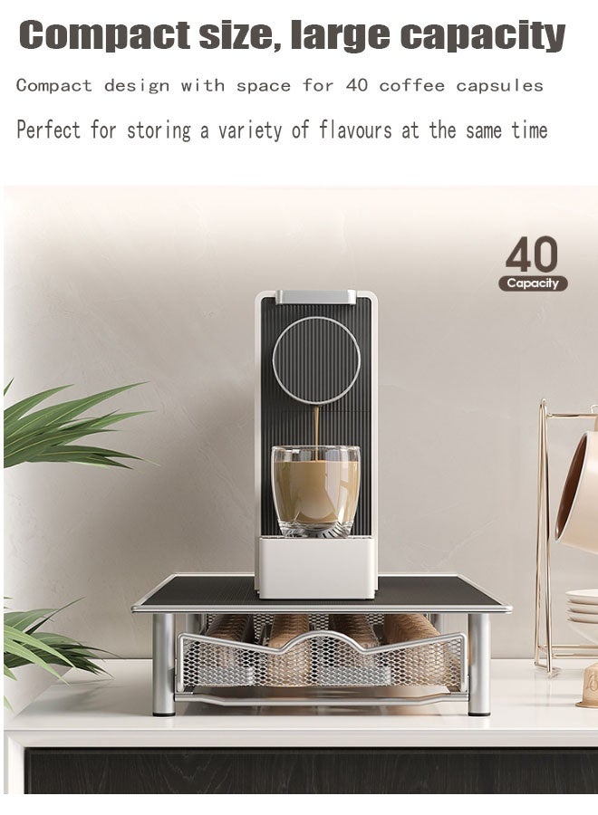 Bukela Metal Coffee Capsule Storage Drawer Holds 40 Pods For Nespresso Organizer Stand For Coffee Bar Office & Home Countertop - Image 3