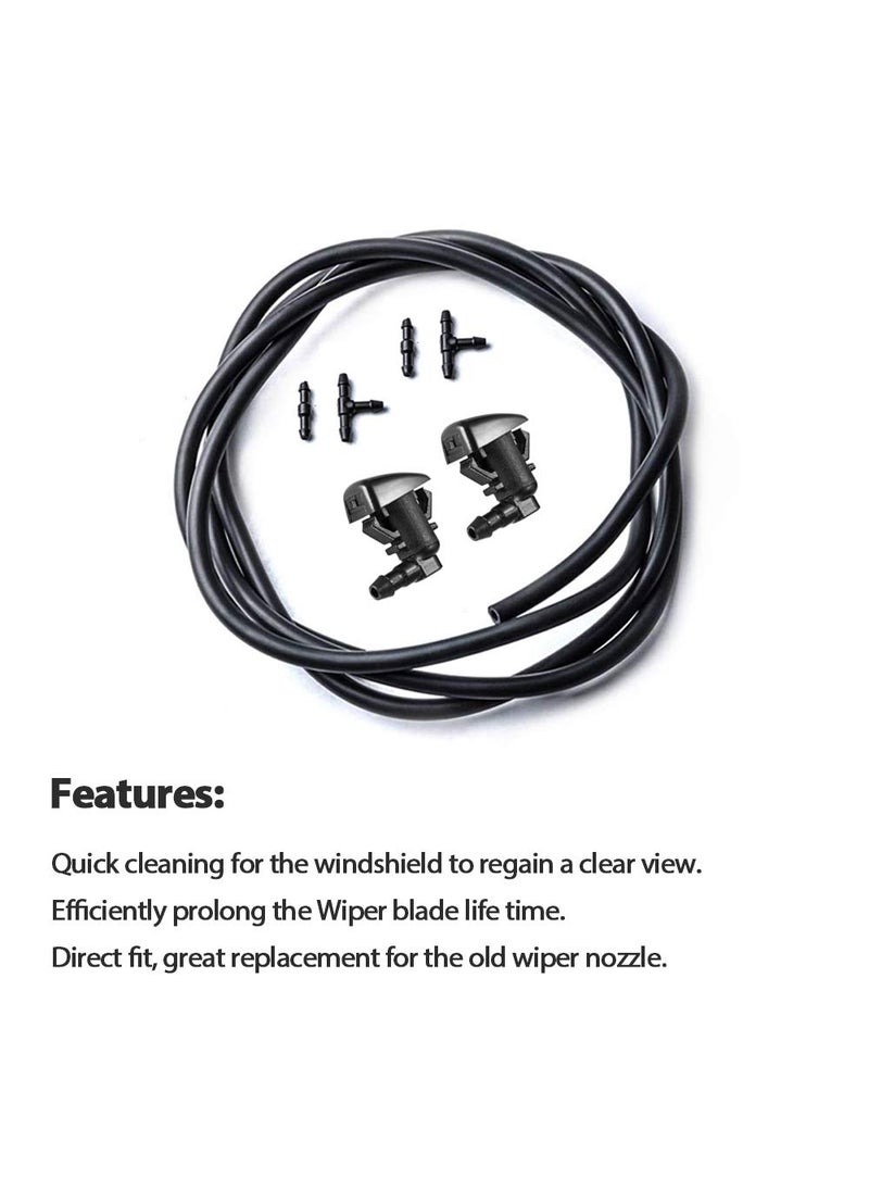 A ABIGAIL Front Windshield Washer Nozzles Kit for 2007-2011 Ford Edge, 2007-2010 Lincoln MKX Base Sport Premium Sport Replaces OEM # 7T4Z-17603-A Washer Jet and Fluid Hose with Connector  - Image 2