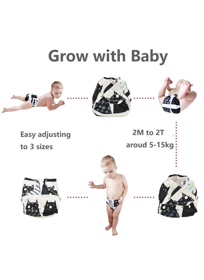 babygoal - Reusable Cloth Diapers 6 Pack+10Pcs Inserts, One Size Adjustable Washable Pocket Nappy Covers For Baby Boys And Girls 6Fb20 - Image 1
