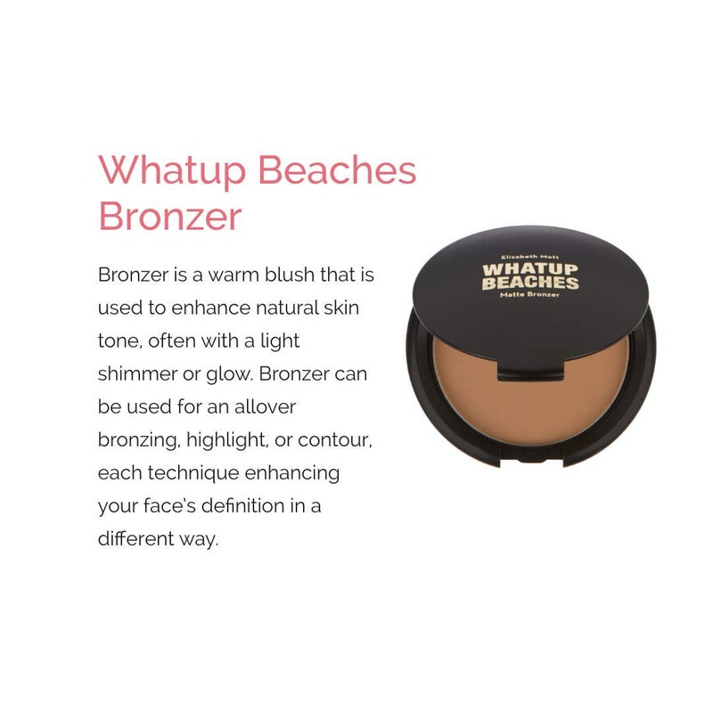 Elizabeth Mott Whatup Beaches Matte Bronzer Powder & Contour for Face, Long-Lasting Natural Sun-Kissed Bronzing Finish for All Skin Tones, Buildable Pressed Compact Makeup, Vegan & Cruelty-Free (10g) - Image 2