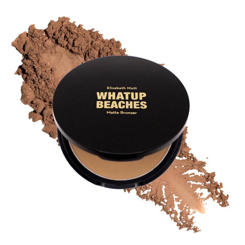 Elizabeth Mott Whatup Beaches Matte Bronzer Powder & Contour for Face, Long-Lasting Natural Sun-Kissed Bronzing Finish for All Skin Tones, Buildable Pressed Compact Makeup, Vegan & Cruelty-Free (10g) - Image 1