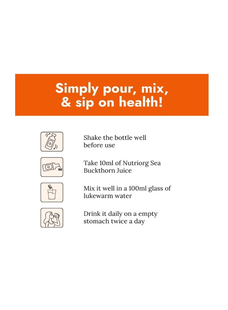 نوتري أورج Nutriorg Sea Buckthorn Juice 500ml | Himalayan Berries | Rich Omega 3,6,9,7 | Vitamin C Rich - Image 4