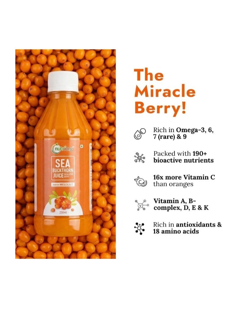 نوتري أورج Nutriorg Sea Buckthorn Juice 500ml | Himalayan Berries | Rich Omega 3,6,9,7 | Vitamin C Rich - Image 1